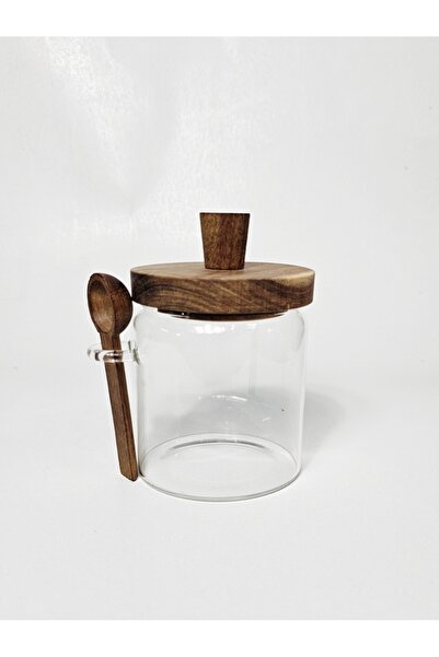 Casalina Small borosilicate glass spice container with lid and bamboo wooden spoon
