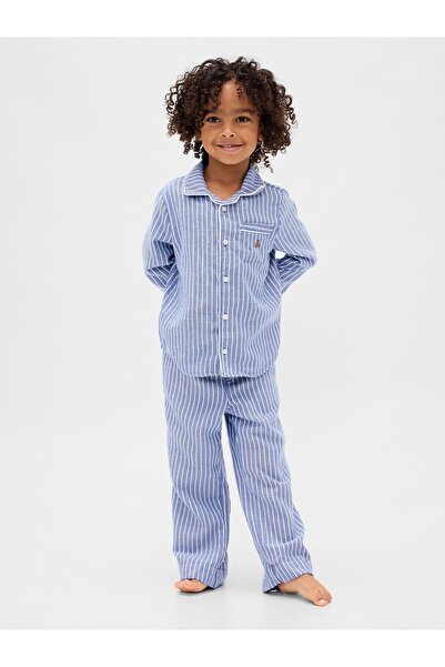 GAP Bebek Mavi Geri Dönüştürülmüş Flannel Pijama Takımı