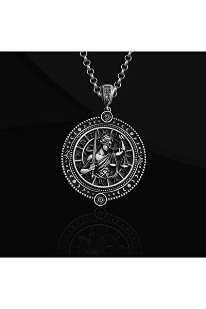 Frey Jewellery 925 Ayar Gümüş Terazi Burcu Kolye, Minimalist Burç Sembolü, Ka...