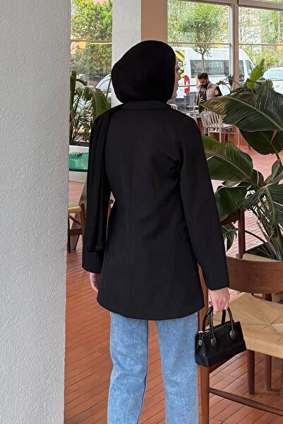 lamelif Μπουφάν με λεπτομέρεια στο πλάι με κορδόνια μαύρο