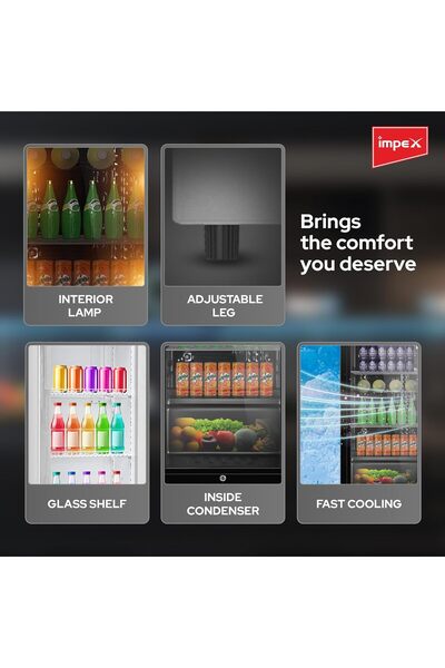 İMPEX Display Cooler IMSC300W — 280L, 4 Shelves, Internal Light, Child Lock, Wheels