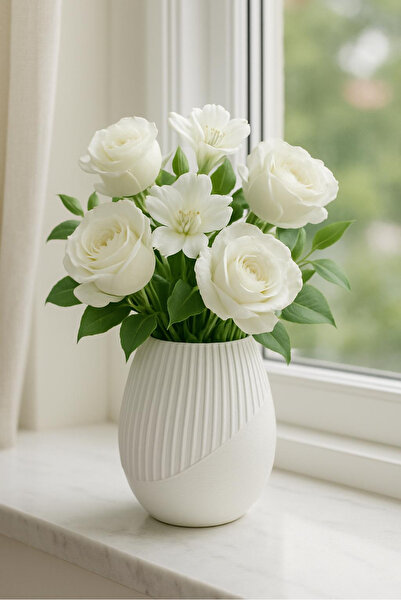 ESENLİWE Minimal Tarz Dekoratif Seramik Vazo – Ev & Ofis Dekorasyonu Masa Üst...