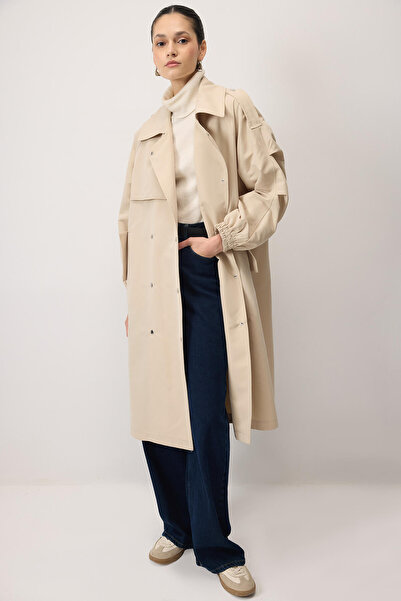 Touché Privé Oversize Trench Coat with Elastic Sleeves