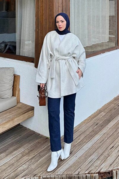 lamelif Tie-Dye Detailed Cashmere Coat Stone