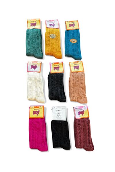 FIRAT Marka Kadın Yünlü 9 Çift Renkli Kışlık Soket Çorap - 35/39 Numaralarla ...