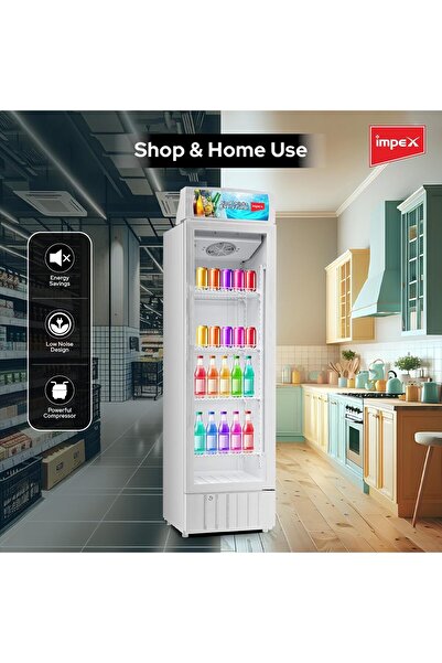 İMPEX Display Cooler IMSC300W — 280L, 4 Shelves, Internal Light, Child Lock, Wheels