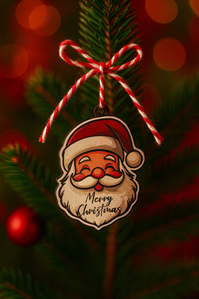 Ege Pastacılık Çam Ağacı Süsü Noel Baba Ahşap Yılbaşı Süsü 5 li