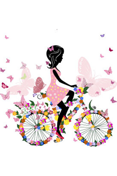 Yznhome Çocuk odası – Kelebekli bisiklet kız deseni zebra perde – pz701