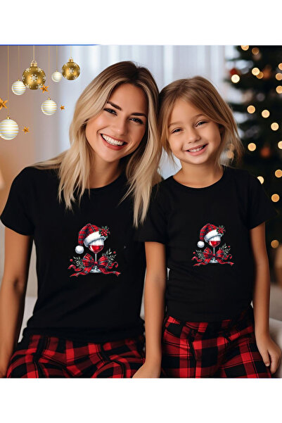 ASELİNDA New Year's Cocktail Printed , Crew Neck, Short Sleeve Combination T-Shirt (Add Items to Make a Combination)