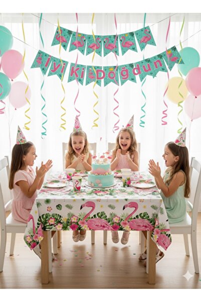 partylady مجموعة حفلات بثيم الفلامنغو (خدمة لـ 8 أشخاص + ديكور)