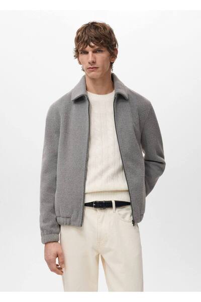 MANGO Man Dokulu fermuarlı sweatshirt