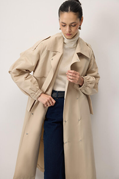 Touché Privé Oversize Trench Coat with Elastic Sleeves
