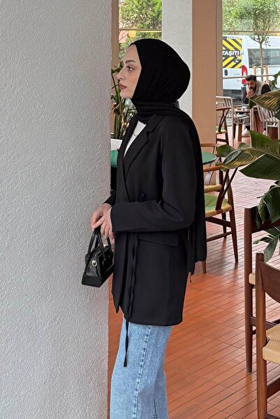 lamelif Μπουφάν με λεπτομέρεια στο πλάι με κορδόνια μαύρο