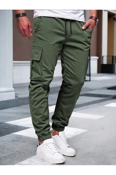 SERAZAT Cotton Cargo Pants Stretch Fabric Side Pocket Trousers