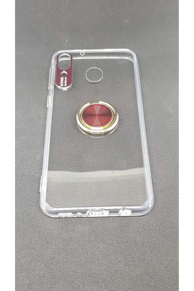 Other Samsung Galaxy M20 Hard Silicon Case with Holder & Magnetic Finger Ring - Clear