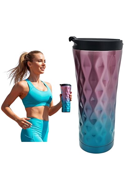 PERLOTUS كوب قهوة معزول حراريًا بتصميم ملون سعة 500 مل، ترمس فولاذي