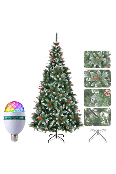 APF Τεχνητό Χριστουγεννιάτικο Δέντρο 1,8μ με Λευκή Άμμο, Κώνους, Κόκκινα Μούρ...