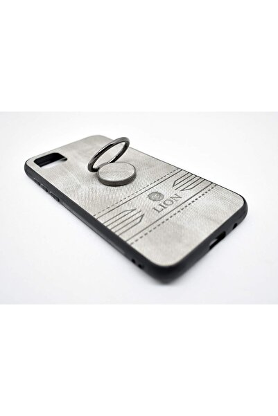 Lion Luxury Leather Back Cover With Holder For Huawei Y5P (Gray)