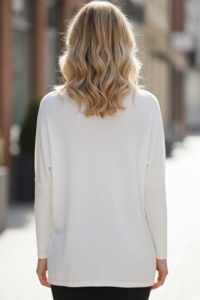 Chiccy Italian Beige Pool Collar Long Sleeve Varak B Printed Casual Knitwear Blouse 70 70