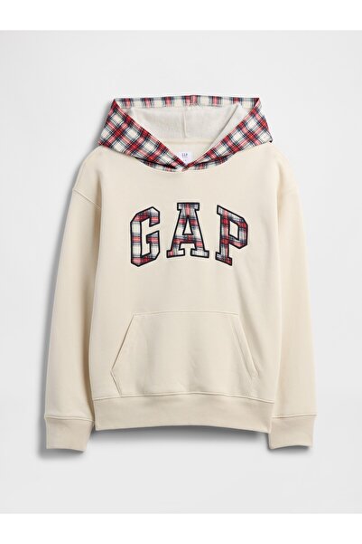 GAP Erkek Çocuk Krem Relaxed Logo Sweatshirt