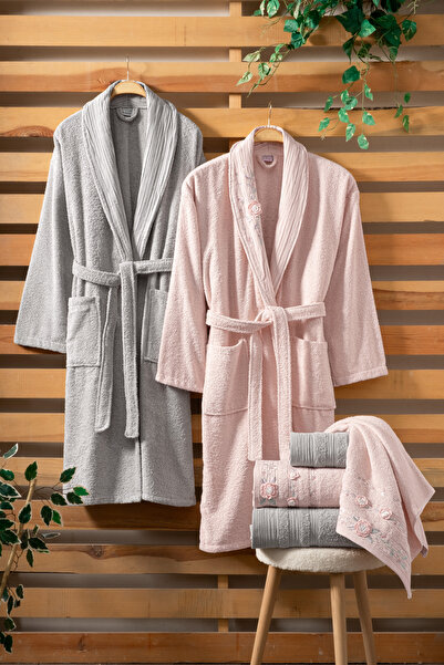 Fiesta Tekstil Luxury Handcrafted Embroidered 6 Piece Family Bathrobe Set - G...