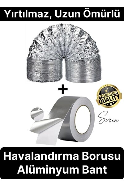 abnturk Premium 2'li Yırtılmaz Kopmaz Ankastre Aspiratör Davlumbaz Havalandırma Borusu Alüminyum Folyo Bant