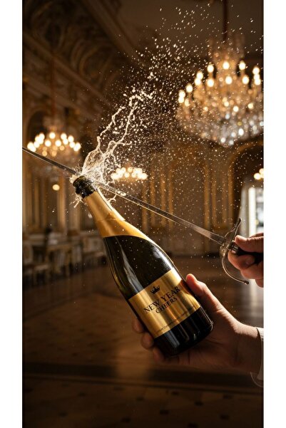 luxurychampagnetr NEW YEAR CHEERS – Gold Limited Edition Alkolsüz Şampanya | Özel Seri Lüks Tekli Şişe (750 ml)