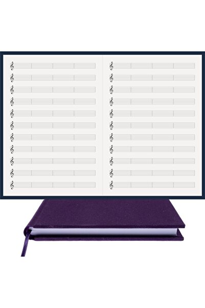 BİDEFTER Music Notebook (Left-Handed, Perforated) 100% Handmade, Hand Stitched – Viscose Fabric Binding - A/4