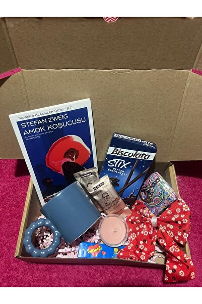 ESRALYGİFT Yeni yıl yılbaşı hediye kutusu kitap , Kahve ve Mumlu Tutku Kutusu & Amok Koşucusu Hediye Seti