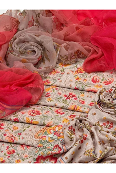 MYSMAR Light Green Colored Swiss Jacquard Lawn Top Bottom Dupatta - BPK1001 | Light Green