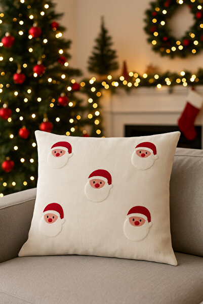 Lunova Home غطاء وسادة مطرز بتصميم سانتا كلوز لعيد الميلاد، قابل للغسل