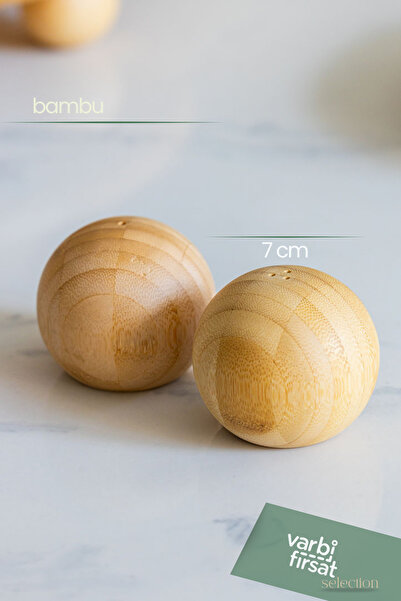 Varbifırsat 2-Piece Bamboo Ball Salt and Pepper Shaker Set