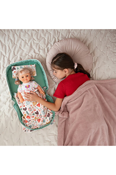 HappyVk Doll Bed Bag with Blanket, Pillow and Accessories - - Heart Pattern