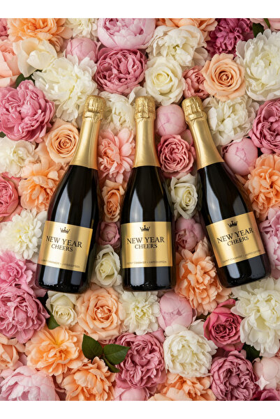 luxurychampagnetr New Year Cheers 2026 Özel Seri Alkolsüz Şampanya Şişesi – 3’lü Set (Alkolsüz)