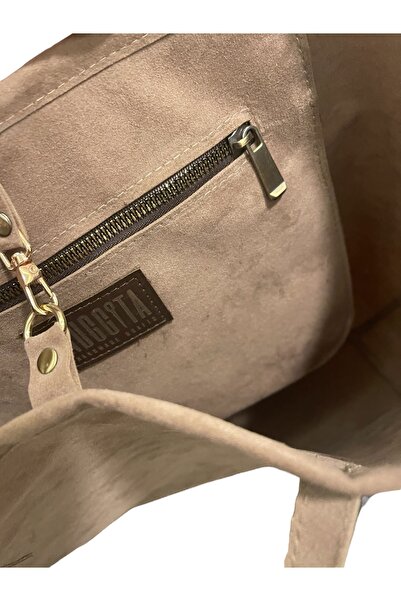 Nuggita Basic Double-Sided Split Suede Oversized Shoulder Bag - Beige