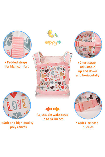 HappyVk Doll Carrier - Colored Hearts