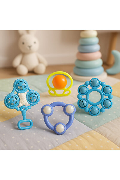 AÇSEL Bebek Çıngırak Seti 4’Lü Eğitici Sesli Oyuncak Set