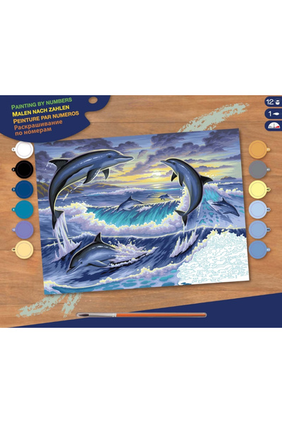 Sequin Art Set creativ pictura - SPBN - Delfini, 39.5x32x2cm,