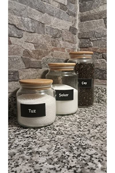 ÖZ HOME وعاء تخزين/تنظيم زجاجي مع غطاء من الخيزران مفرغ الهواء، 3 قطع، 1130 م...