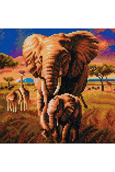 Craft Buddy Set creativ tablou cu cristale, Crystal Art, Elefanti in savana, ...