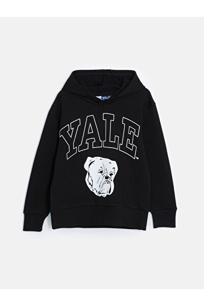 LC Waikiki سويت شيرت سميك للأولاد مطبوع عليه جامعة ييل باللون الأسود من Lcw Kids