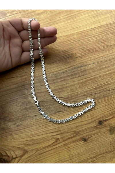 YATAĞAN GÜMÜŞ Erkek Gümüş Kolye - Erkek Gümüş Kolye 65 cm Kral Model 7,5 mm