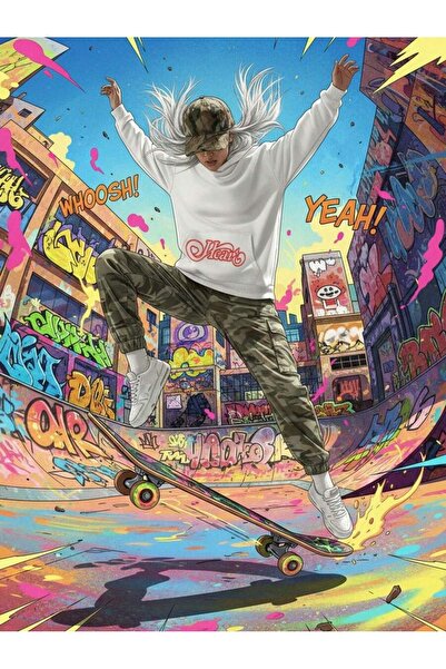 OVER HEAD Γυναικείο φούτερ White Heart με τύπωμα oversized με κουκούλα