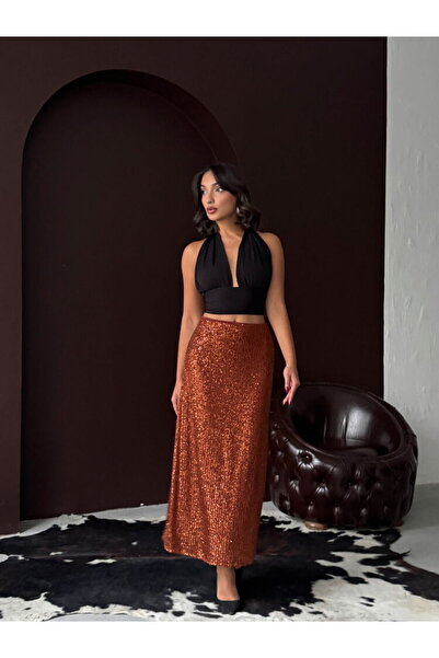 Lady Pixie High Waist Sequined Long Skirt