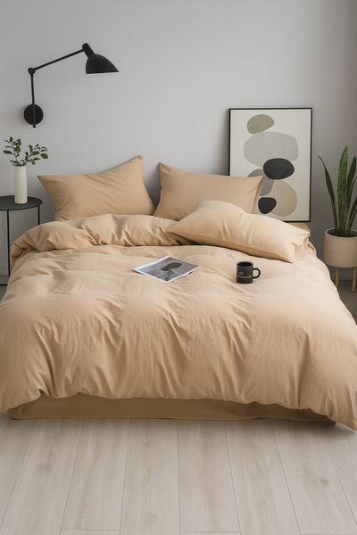 OEM 4-piece bed linen, 100% Cotton, Beige, 200X230 cm