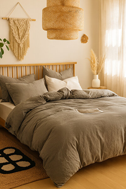 OEM 4-piece bed linen, 100% Cotton, Grey, 200 X230 cm