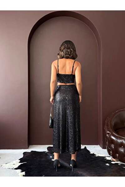 Lady Pixie talie înaltă Fusta lungă cu paiete