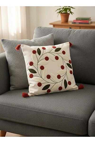 Dekomina غطاء وسادة من الكتان مزين بشراشيب