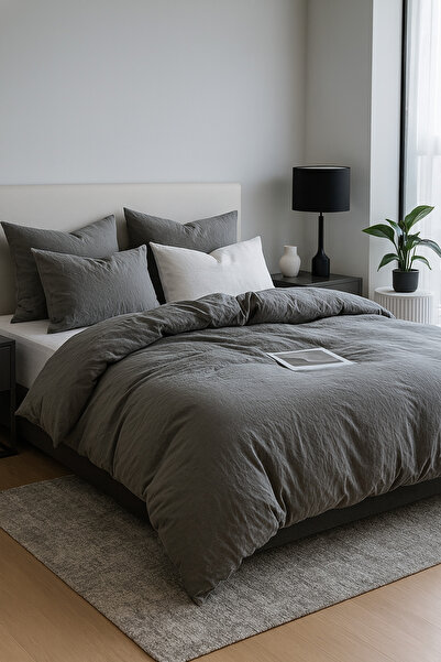 OEM 4-piece bed linen, 100% Cotton, Grey, 200 X230 cm