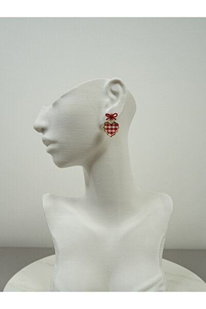 Dila Design Pötikare Desenli Kalpli Kurdeleli Kırmızı Gold Küpe